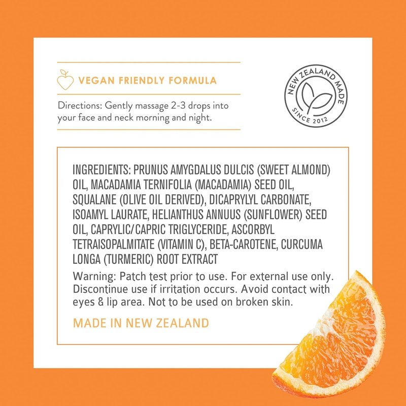 Hydrating Face Oil - Vitamin C, Turmeric & Plant Squalane for Radiant Skin | 1 Fl Oz