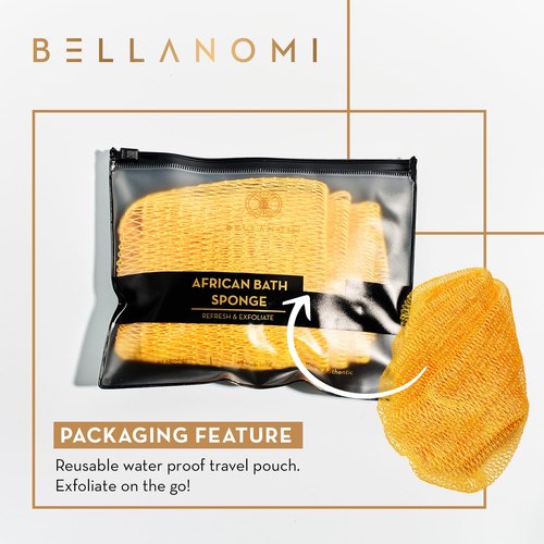 Bellanomi African Exfoliating Net Sponge Authentic Ethically Sourced from Nigeria 45 inch Long (Yellow)