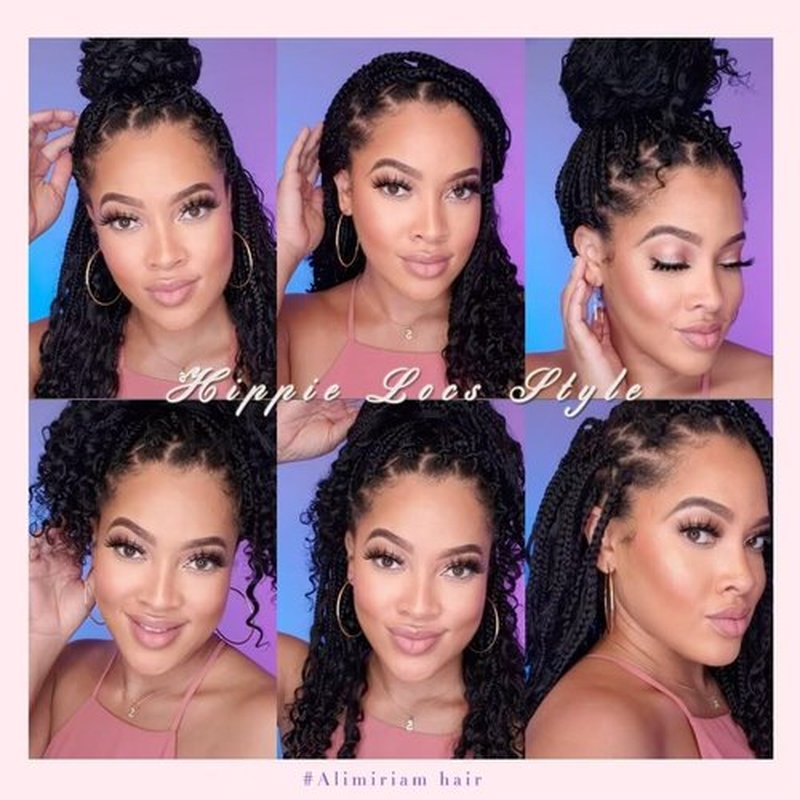 Boho Box Braids Crochet Hair 12 inch 8 Packs Box Braid Crochet Hair with Curly Ends Pre-looped Goddess Box Braids Crochet Hair Extensions for Black Women(12" 8 Packs, 1B#)