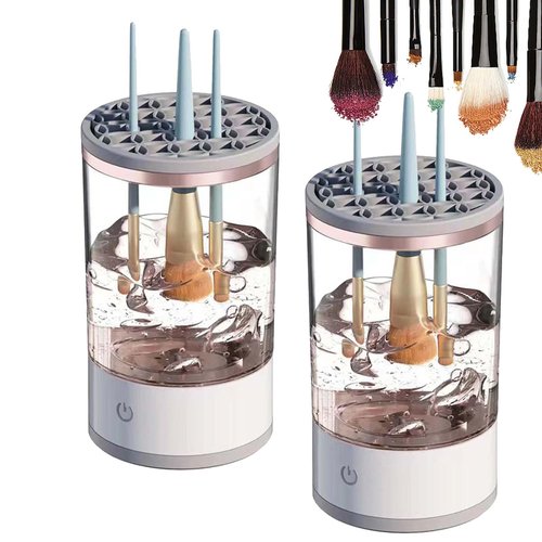 Beauty Swirl Cosmetic Brush Cleaner, 2025 New The Cozy Luna Brush Cleaner, Beautyswirl Cosmetic Brush Cleaner, Electric Makeup Brush Cleaner Machine for All Size Brushes (2Pcs Transparent)