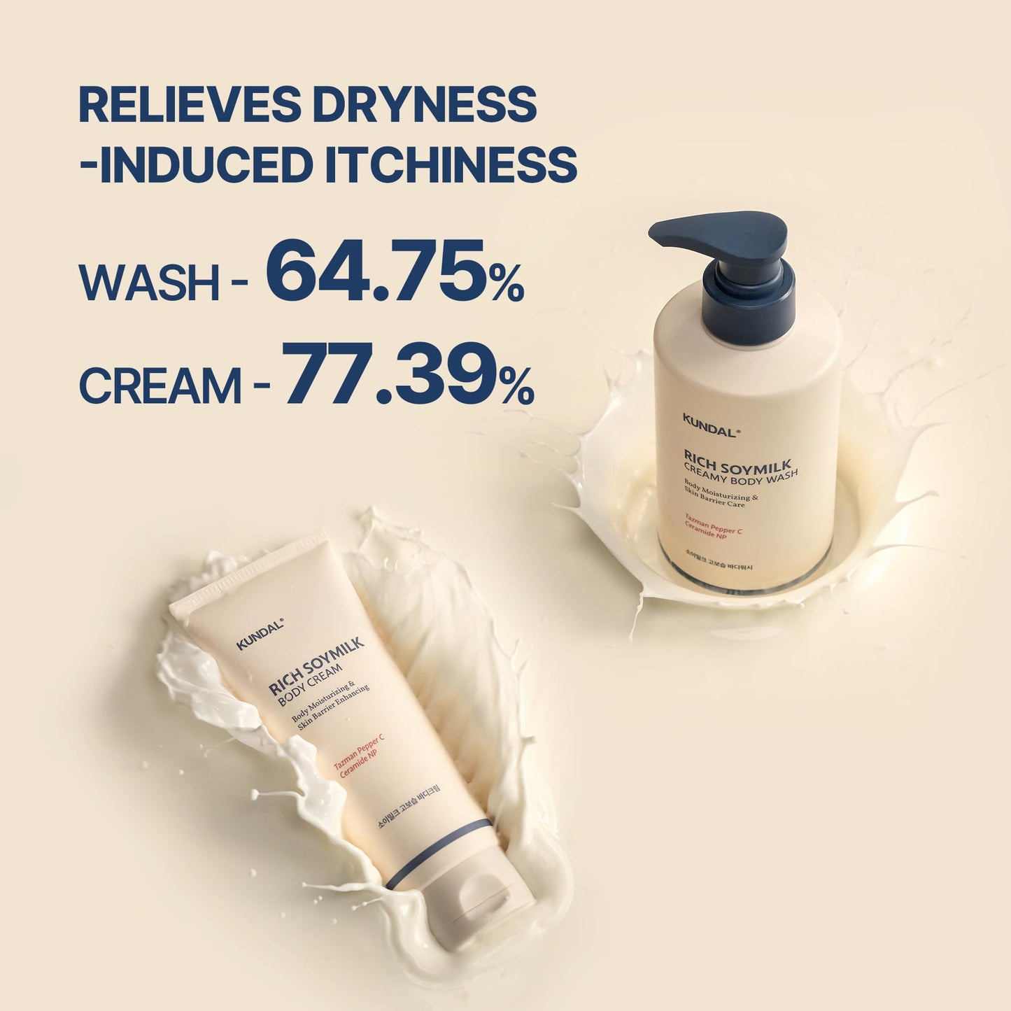KUNDAL Soymilk Body Wash And Body Cream Set, Mellow Vanilla Scent, Moisturizing Body Care With Ceramides Hydrating Skincare Duo For Dry Skin, 16.9 Fl Oz each