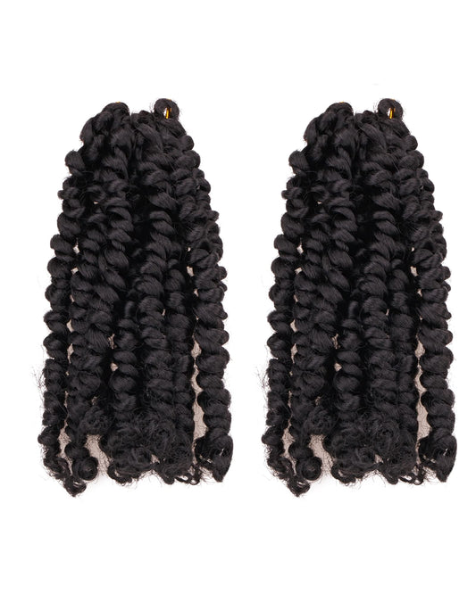 6 Inches 2 Packs Super Short Passion Twist Crochet Hair for Black Women and Kids- Natural Black Pre Looped Pretwisted Crochet Hair,Soft Lightweight Hair Extension Braided by Synthetic Spring Kinky Twist Bohemian Curls(6"-2 Packs,1B)