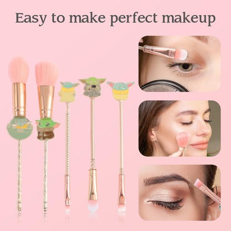 5PCS Star Baby Makeup Brushes,WeChip Premium Metal Handle Anime Brushes Foundation Blush Eye Shadows Face Powder Brush for Women Girls