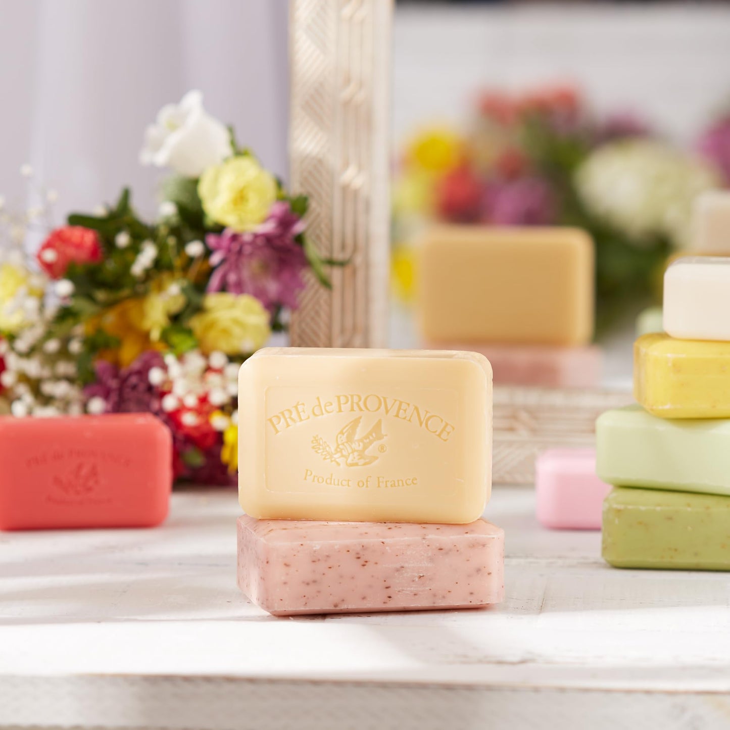 Pre de Provence Artisanal French Moisturizing Soap Bar, Shea Butter Enriched, Quad Milled for Long Lasting Rich Smooth Lather, 5.3 Ounce, Rose Petal