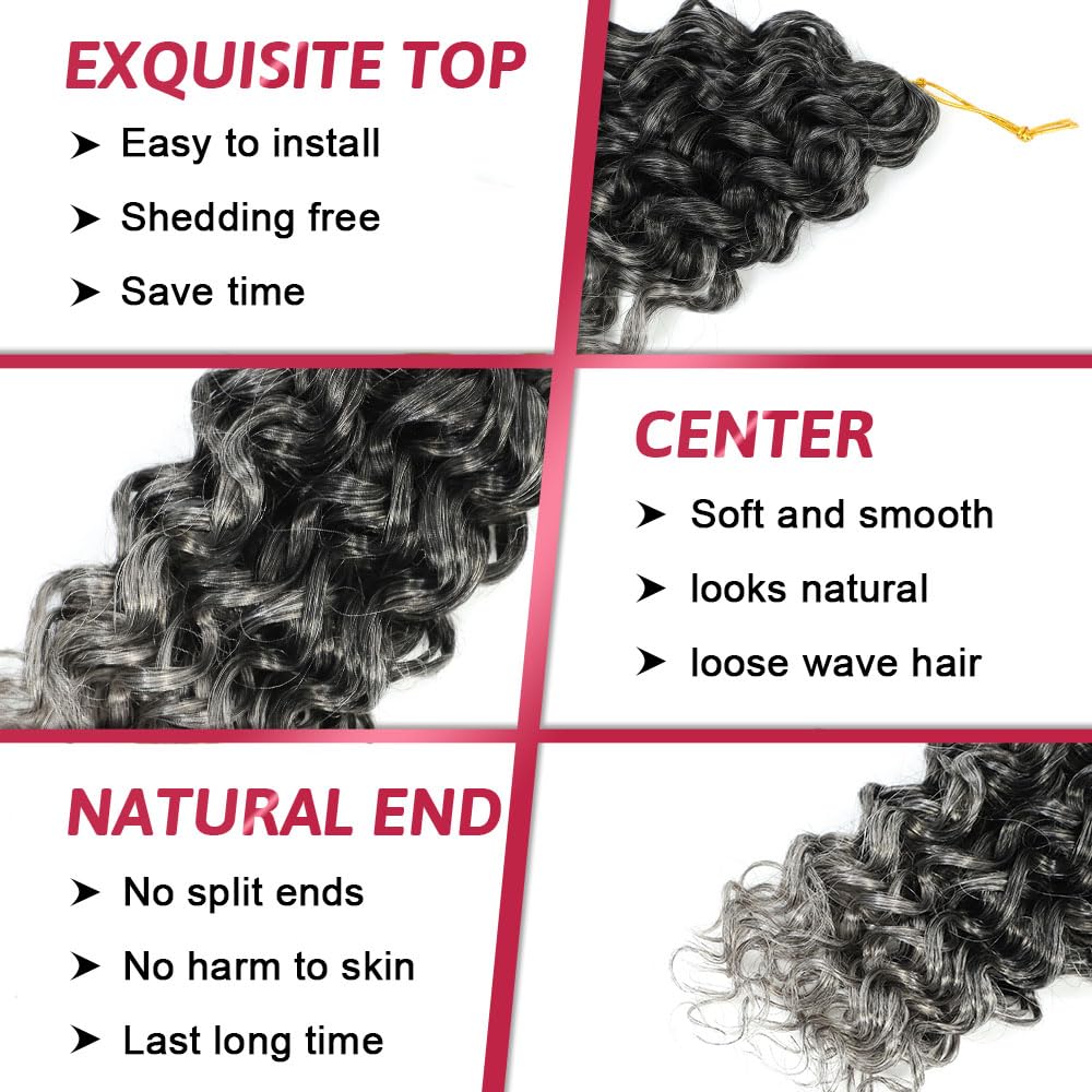 GoGo Curl Crochet Hair 18Inch 6Packs Gogo Curls Crochet Synthetic Braiding Hair Curl Crotchet Hair for Black Women (18 Inch (Pack of 6), 1B/Grey)