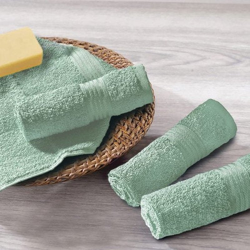 Belizzi Home Ultra Soft Cotton Washcloths, Contains 12 Piece Face Cloths 12x12 inch, Ideal for Everyday use Face Towels, Compact & Lightweight Multi Purpose Washcloths - Sea Green