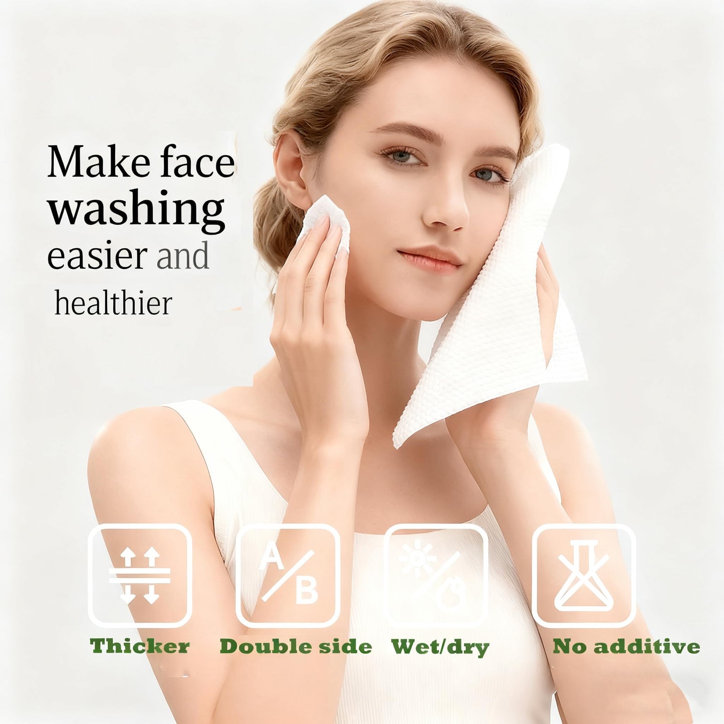 【Large Pack】Disposable Face Towels 160 Count,Hanging Design100% Bio-based Viscose Ultra Thick Face Towelettes,Dual-Texture,Single Use Face Towels Dry Wipes for Blemish or Sensitive Skin (160 count)