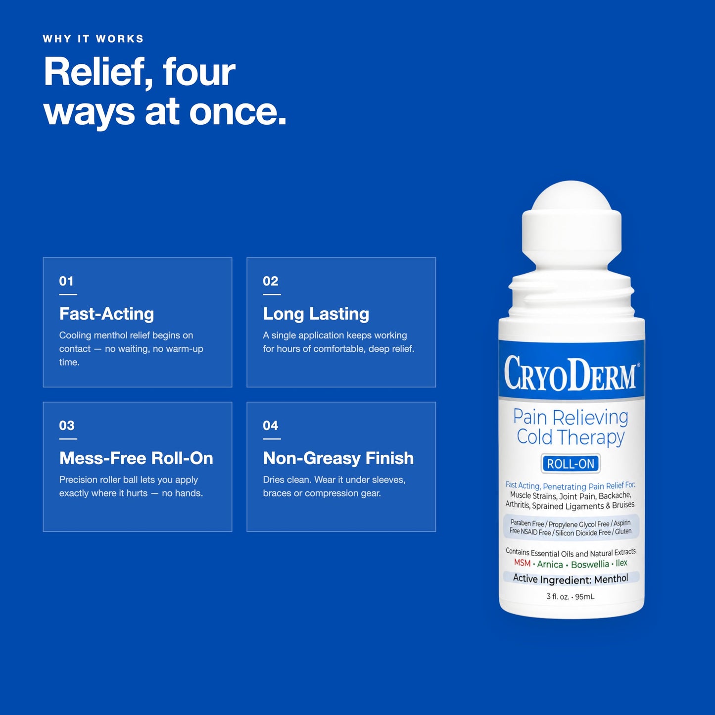 Cryoderm Pain Relieving Roll On 3 oz 2 PACK