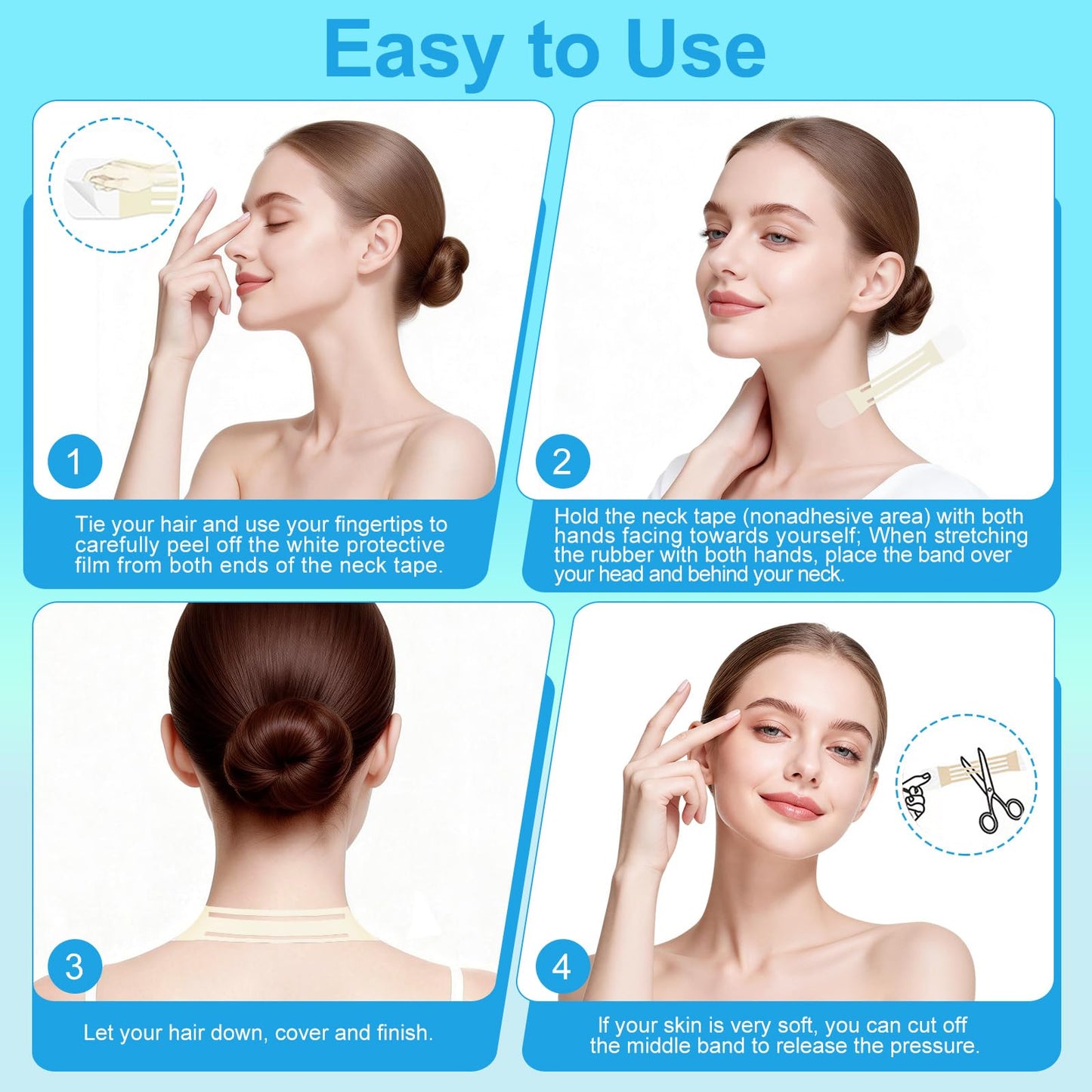 Netlkjonk 60 PCS+4 Strips,Neck Lift Tape,Neck and Lifting