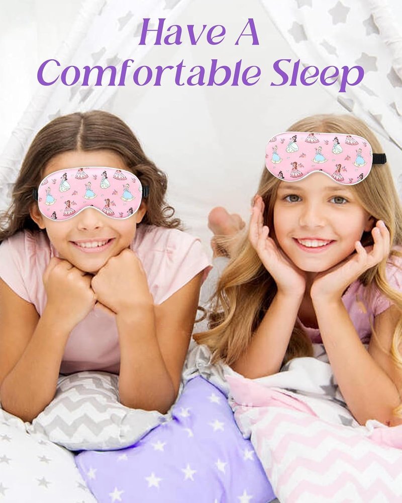 Kids Sleep Mask - Cute Cartoon Silk Eye Mask with Adjustable Strap | Soft & Smooth for Boys & Girls