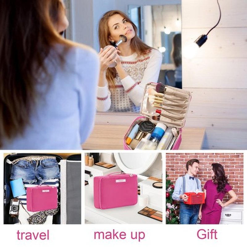 Travel Makeup Bag Cosmetic Bag Makeup Bag Toiletry bag for women and men (Rosy)