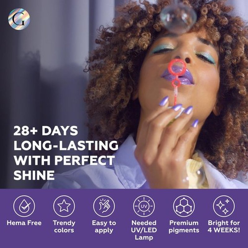 GLOSS Purple Gel Nail Polish Set | 6 Pcs HEMA Free Gel Polish with Purple, Blue, Violet, Dark Blue, Lavender & Lilac Colors, LED Nail Gel Polish, Nail Art DIY, at Home Gifts for Women & Girls