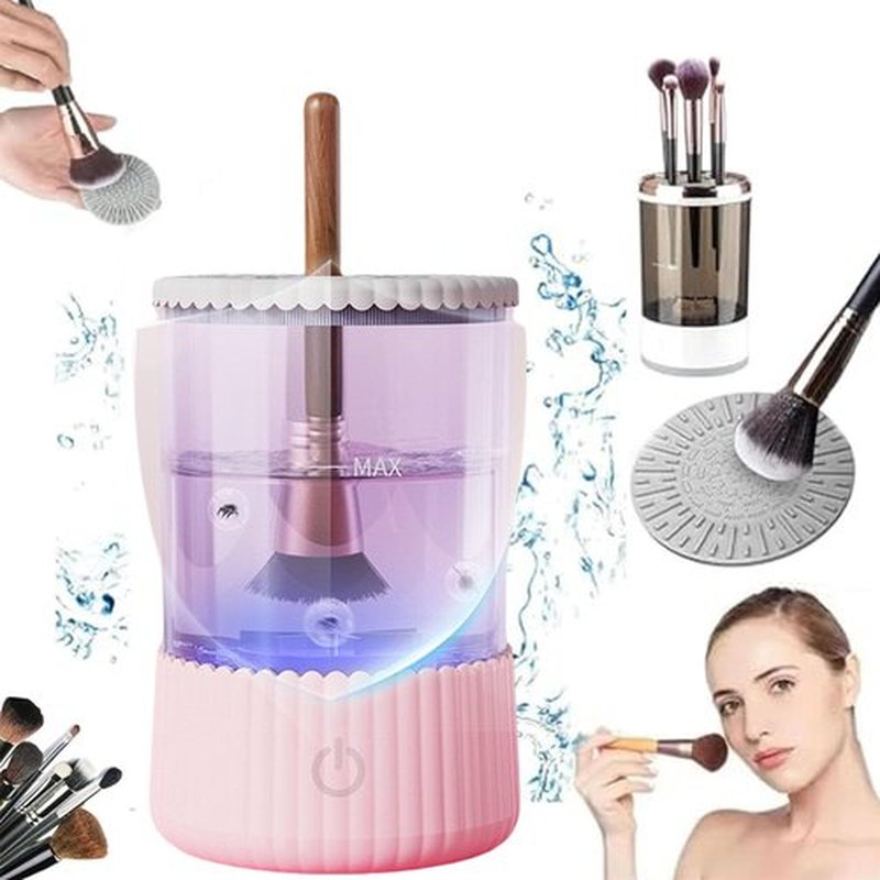 Beauty Swirl Cosmetic Brush Cleaner, The Cozy Luna Brush Cleaner, Makeup Brush Cleaner Machine, Electric Makeup Brush Cleaner, Automatic Makeup Brush Cleaner, for All Size Makeup Brush (1PCS- Pink)