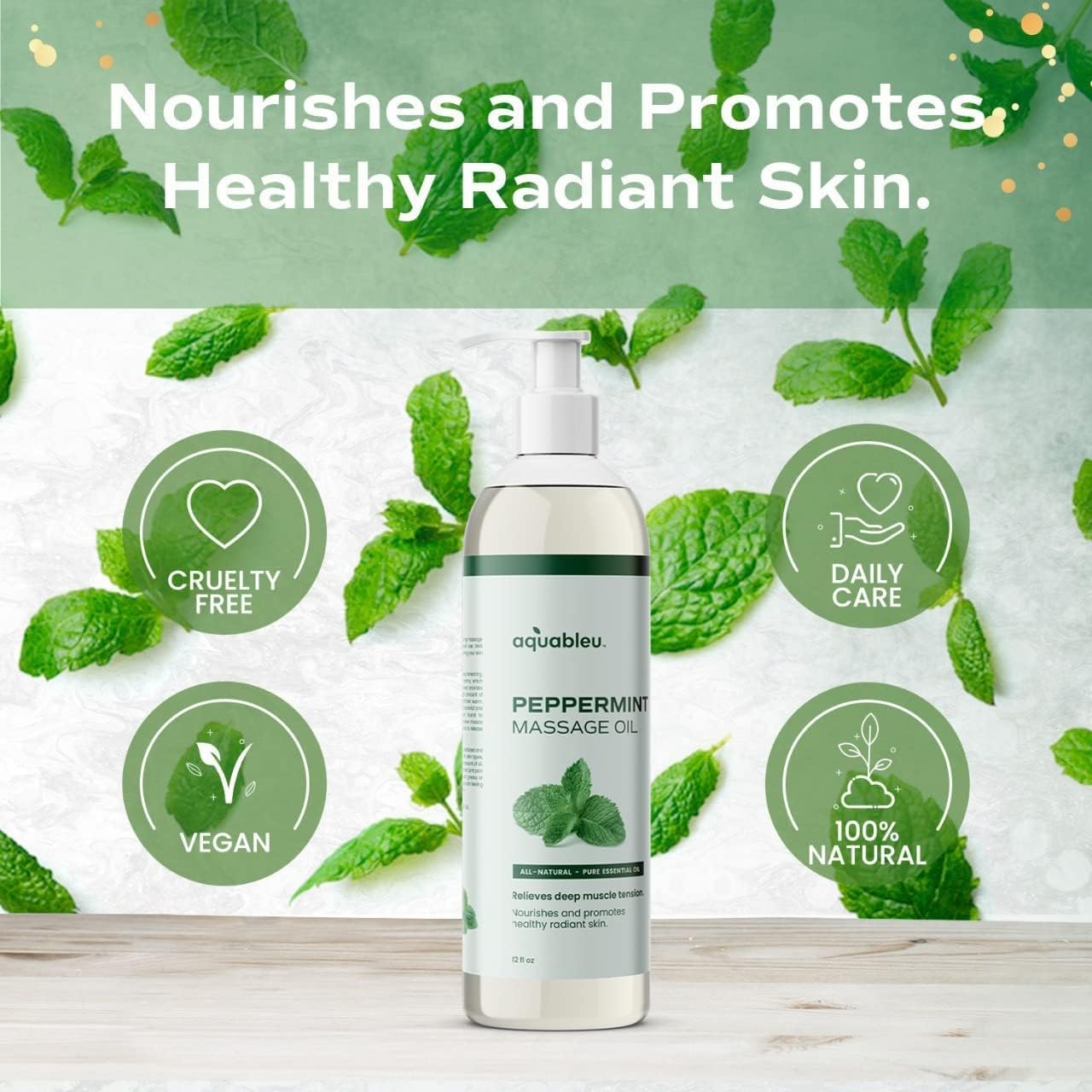 Aquableu Eucalyptus Massage Oil 100% Pure & All-Natural - Natural at-Home Massage Therapy, Soothes Skin & Muscles - Full Body Relaxing Massage Oil for Men and Women 12 fl oz