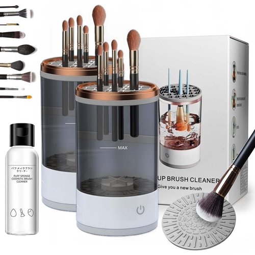 The Cozy Luna Brush Cleaner, Automatic Electric Makeup Brush Cleaner, Beauty Swirl Cosmetic Brush Cleaner, Deep Spinning Cleaning, suitable for All Makeup Brush Size (Charging,2PCS Black)