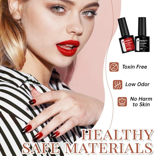 PHOENIXY Gel Nail Polish Kit with U V Light 48W, 56 Pcs 108 Effect Gel Nail Kit Base Glitter Top Coat Gel Nail Polish Set Manicure Tools Gifts for Women