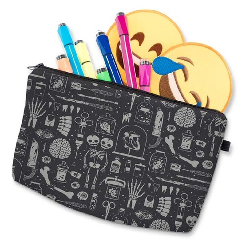 LOOMILOO Cosmetic Bag for Women, Adorable Roomy Makeup Bags Travel Water Resistant Toiletry Bag Accessories Organizer Cute Gifts (skulls 52254)