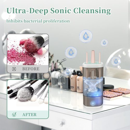 Tpsofy Electric Makeup Brush Cleaner Machine, Ultimate Efficient Automatic Cleaner for All Types of Makeup Brushes- Black