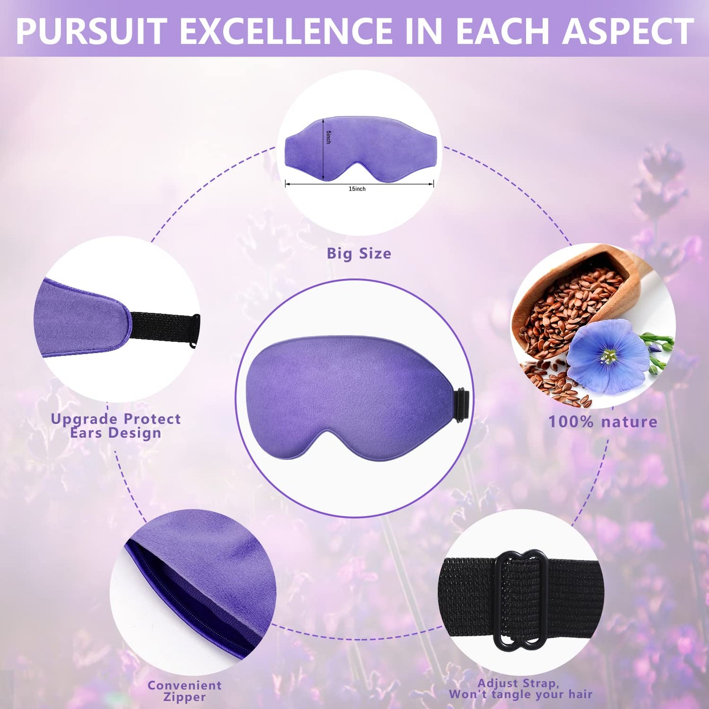 Cavoilu Sleep Mask, Weighted Eye Mask for Sleeping, Microwave Lavender Moist Heat Warm Eye Mask for Home Office, Sleep Eye Masks for Women