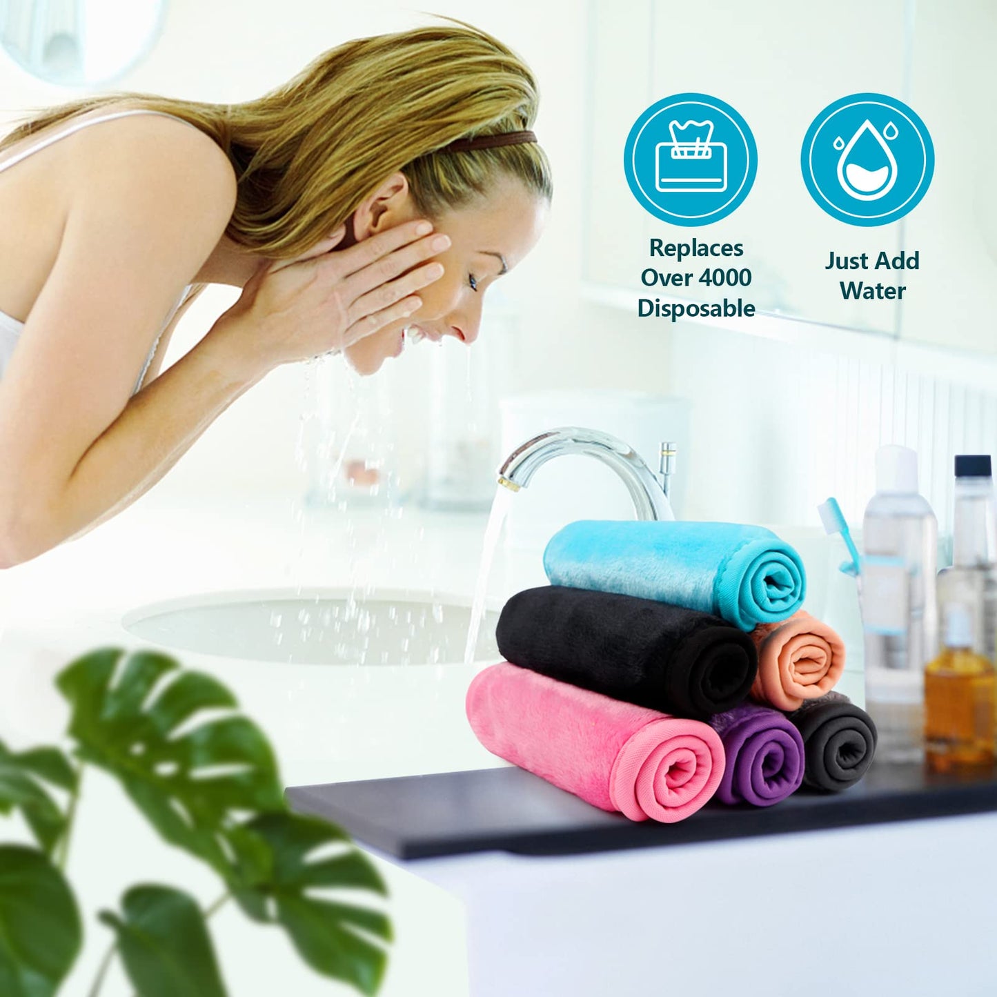 Orighty Makeup Remover Cloths 6 Packs, Makeup Removal Face Cleansing Cloth, Reusable Microfiber Facial Cleansing Towels, Remove Instantly Dirt with Just Water, 12x6 in, 6 Colors