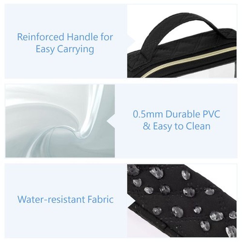 PACKISM TSA Approved Toiletry Bag, 3 Pack Clear Makeup Bags with Handle Large Opening, Clear, Fit Carry-on Travel Essentials, Quart-sized Clear Travel Bags, Black