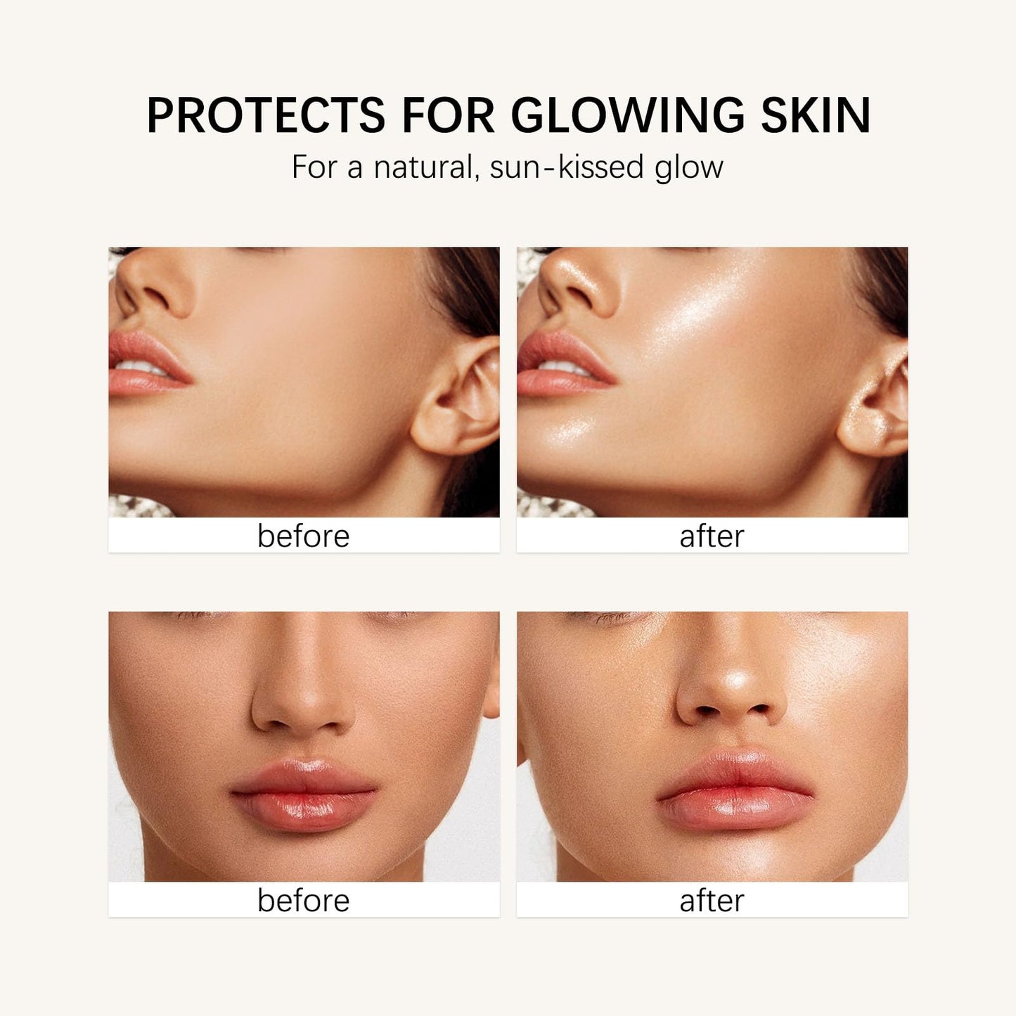 Body Glow Shimmering Gel with SPF 40+ Glitter Effect & Broad Spectrum Protection, Lightweight Glow Body Oil Non-Sticky Formula, Quick Absorbing for Face & Body, Vegan (Gold)