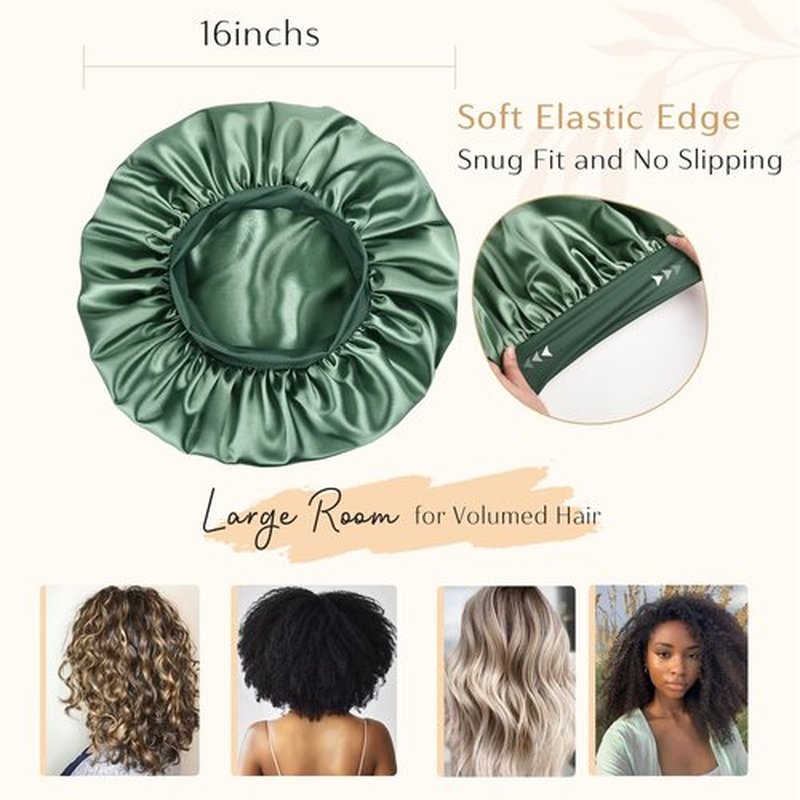 YANIBEST Silk Bonnet for Sleeping Women Double Layer Satin Lined Hair Bonnets for Sleeping Soft Elastic Band Silk Sleep Cap for Curly Natural Hair