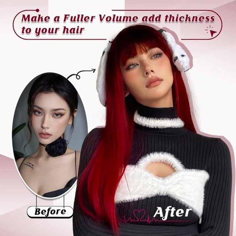 ENTRANCED STYLES Red Wig for Women Ombre Red Long Straight Wig with Bangs Synthetic Cosplay Wigs for Hallween Chrismas Daily Party Used 22Inch