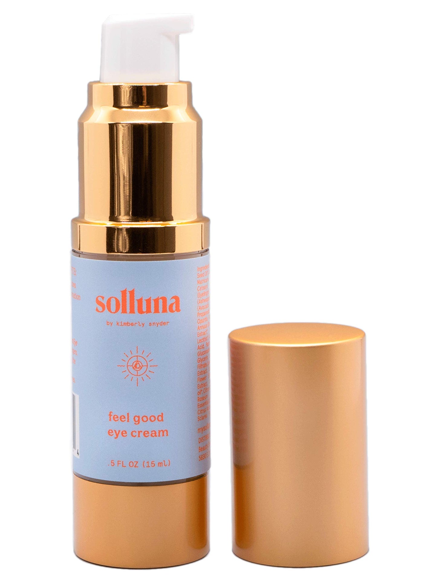 Anti-Aging Eye Cream — Plant Based Under Eye Treatment with Hyaluronic Acid, Ashwagandha, Calendula & Eyebright Botanicals — Solluna by Kimberly Snyder (0.5oz) Non-Toxic, Cruelty-Free, Vegan & Non-GMO