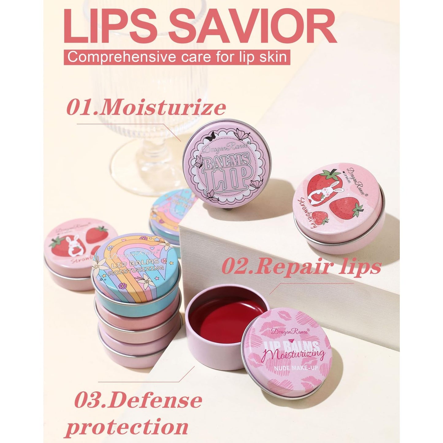 Domality 4PCS Lip Balm Set - Moisturizing & Hydrating Korean Lipstick for Lips, Prevention Dry and Cracked, Christmas Gifts for Soft & Smooth Lips
