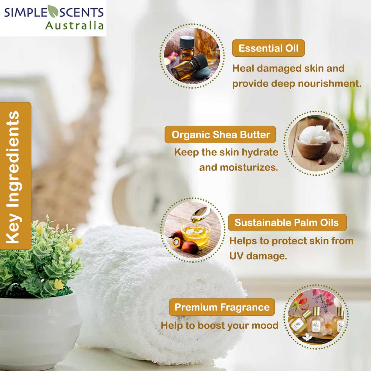 Simple Scents Australia Manuka Honey Scented Natural Soap Bars (12 Bars), 3.5oz Moisturizing French Triple Milled Soap Bars Enriched with Shea Butter - Pure Plant Oil Bath & Body Bars