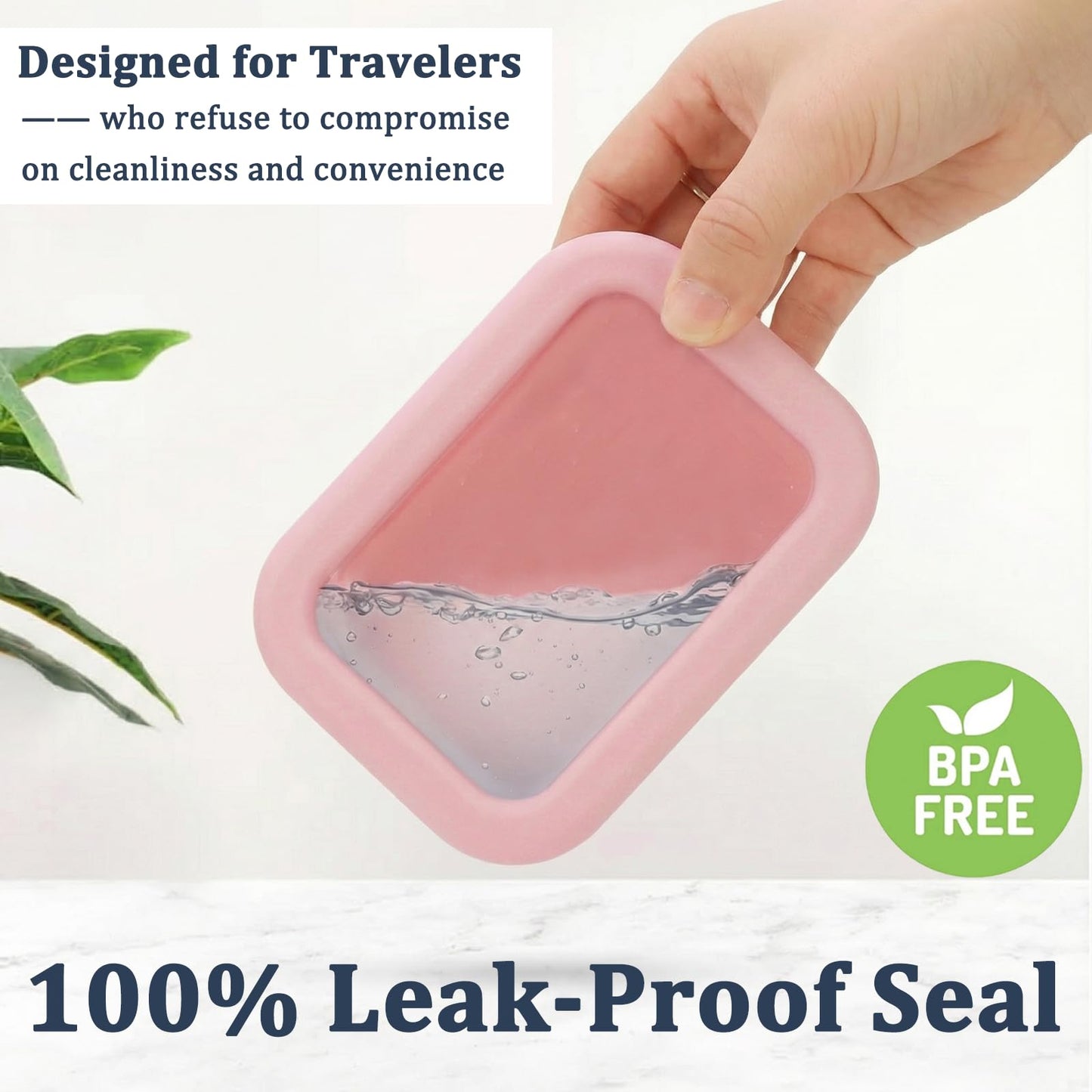 Leak Proof Silicone Travel Soap Case with Draining Tray - Bar Soap Holder for Travel, Gym & Camping - Mess-Free Portable Soap Container for Carry-on Bags (Light Pink)