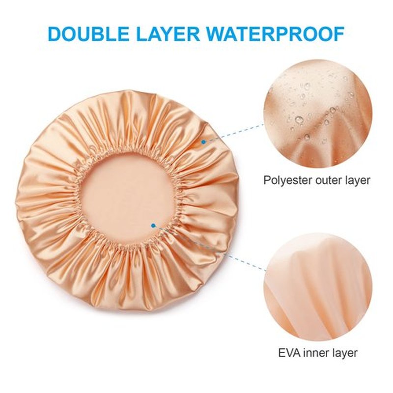 AmazerBath 4-Pack Shower Caps for Women, Double Waterproof Layers Bathing Shower Hat Hair Protection EVA Shower Caps Reusable, Medium Size