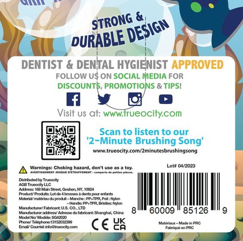 Kids Toothbrush 4 Pack - Soft Contoured Bristles - Child Sized Brush Heads (3-10 Year Old) - Suction Cup for Fun & Easy Storage - Girl & Boy Set (Green & Pink)