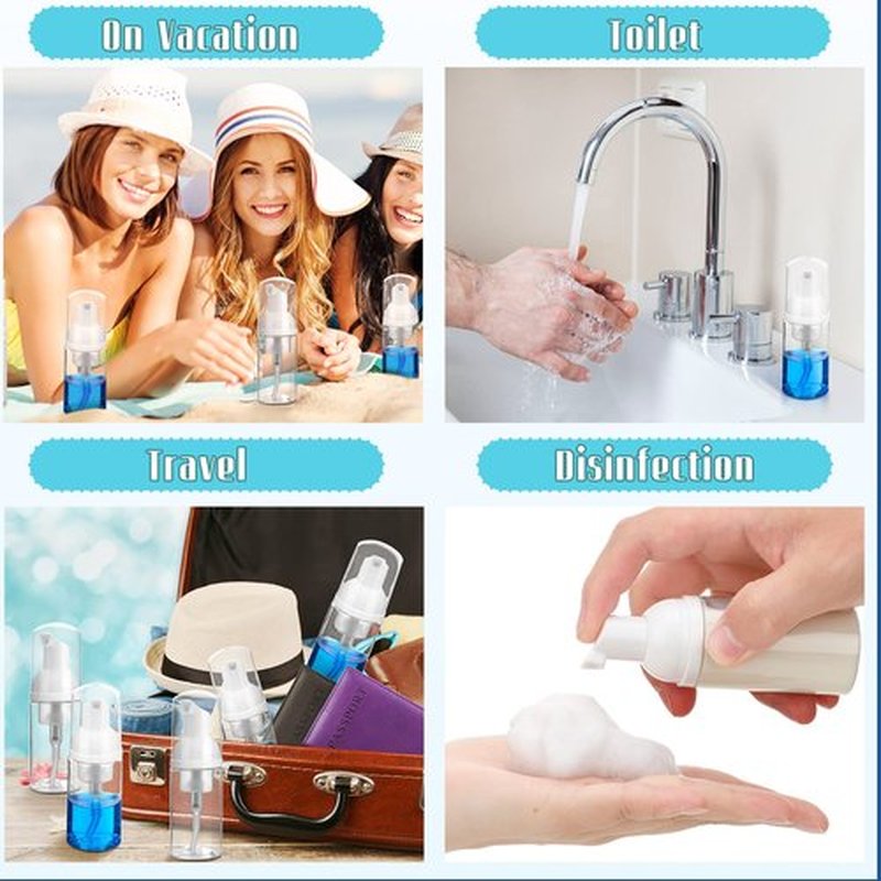24 Pcs Foam Pump Bottles 1 Oz/ 30 ml Travel Soap Bottle Plastic Mini Empty Dispenser Foaming Bottles for Refillable Hand Sanitizer Lash Shampoo Bottles (Clear)