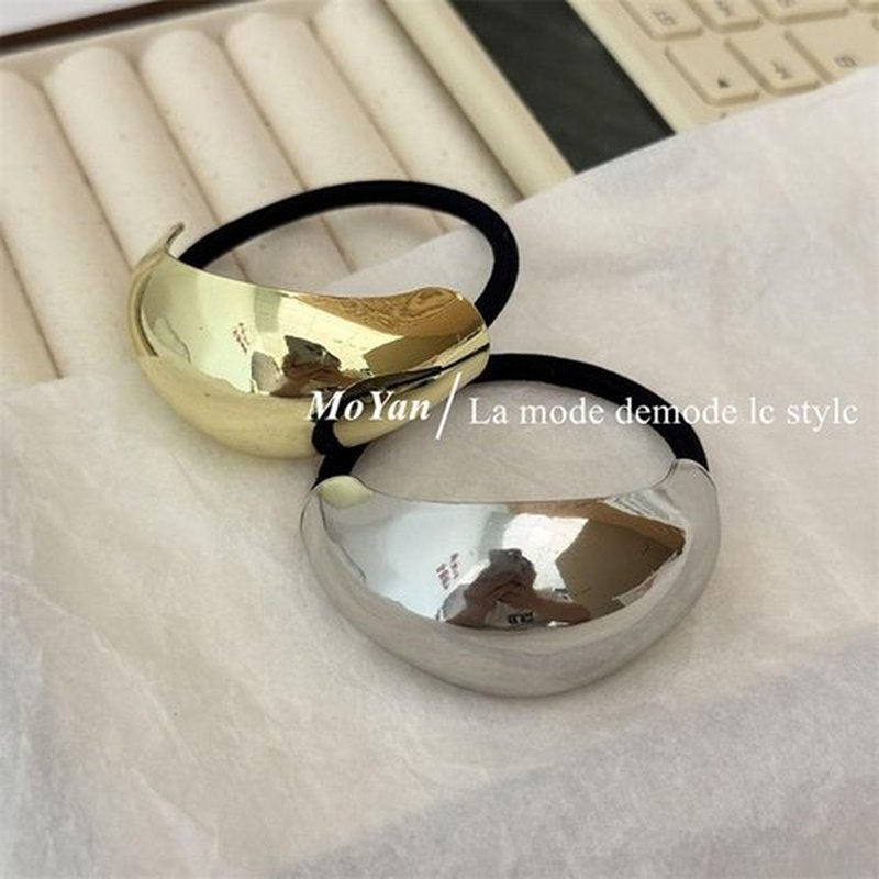 Hair Ties for Women Elastic Hair Ties Golden Metal Hair Cuff Wrap Hair Ties for Thick Hair Elastic Hair Ties Hair Accessories No Damage Hair for Women 4PCS