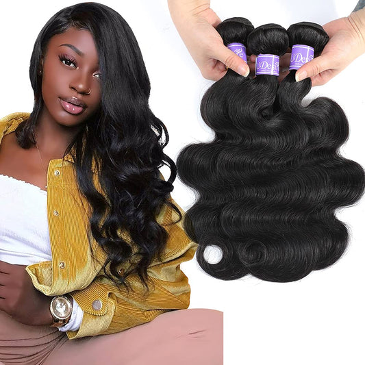 UDesire 12A Brazilian Body Wave Bundles (18 20 20 Inch) Human Hair 3 Bundles Unprocessed 100% Virgin Body Wave Human Hair Weave Bundles Natural Black