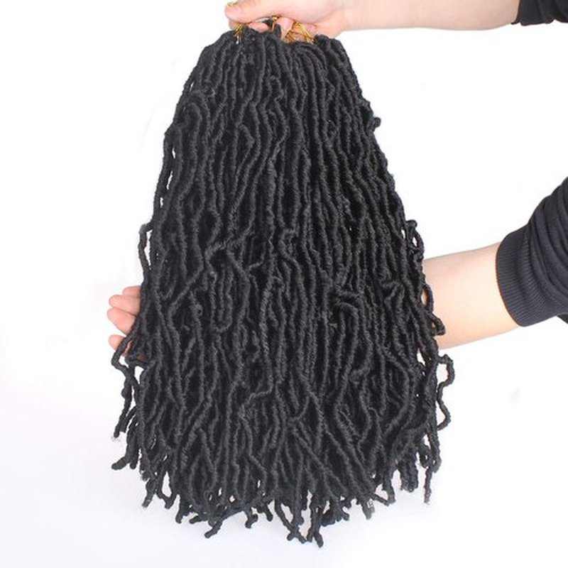 ZRQ 18 Inch 6 Packs New Faux Locs Crochet Hair 108 Strands Pre-Looped Wavy Black Soft Faux Locs Crochet Braiding Hair for Women Dreadlocks Hair Synthetic Hair Extensions (18 Inch,1B#)