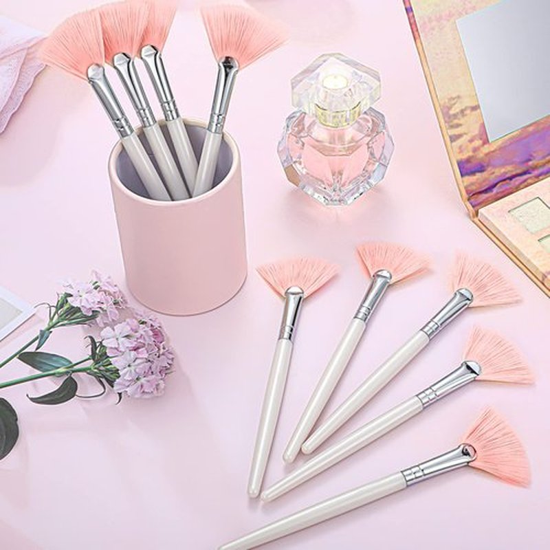 9 Pieces Facial Brushes Fan Mask Brushes, Soft Facial Applicator Brushes Tools for Peel Glycolic Mask Makeup for Mud Cream (Pink, White)