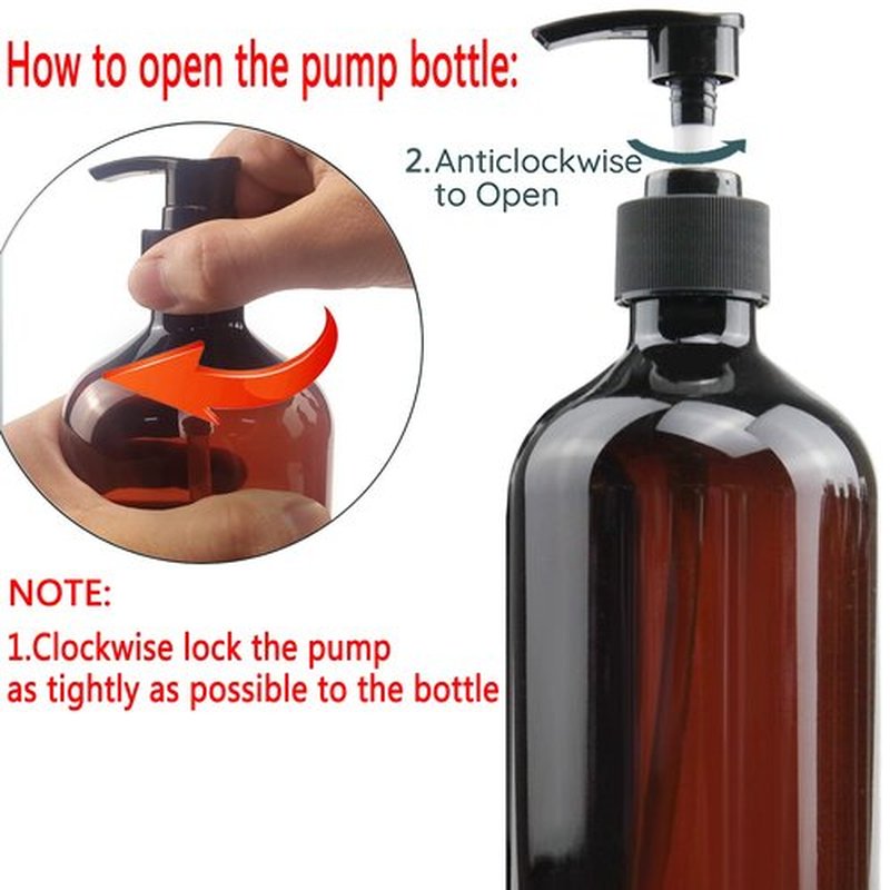 Empty Plastic Bottles with Pump Dispenser and 6pcs Labels Included, Refillable Travel Containers for Hand sanitizer Shampoo Lotion, etc - No BPA/Paraben, 500ml/16.9oz (6 Pack)
