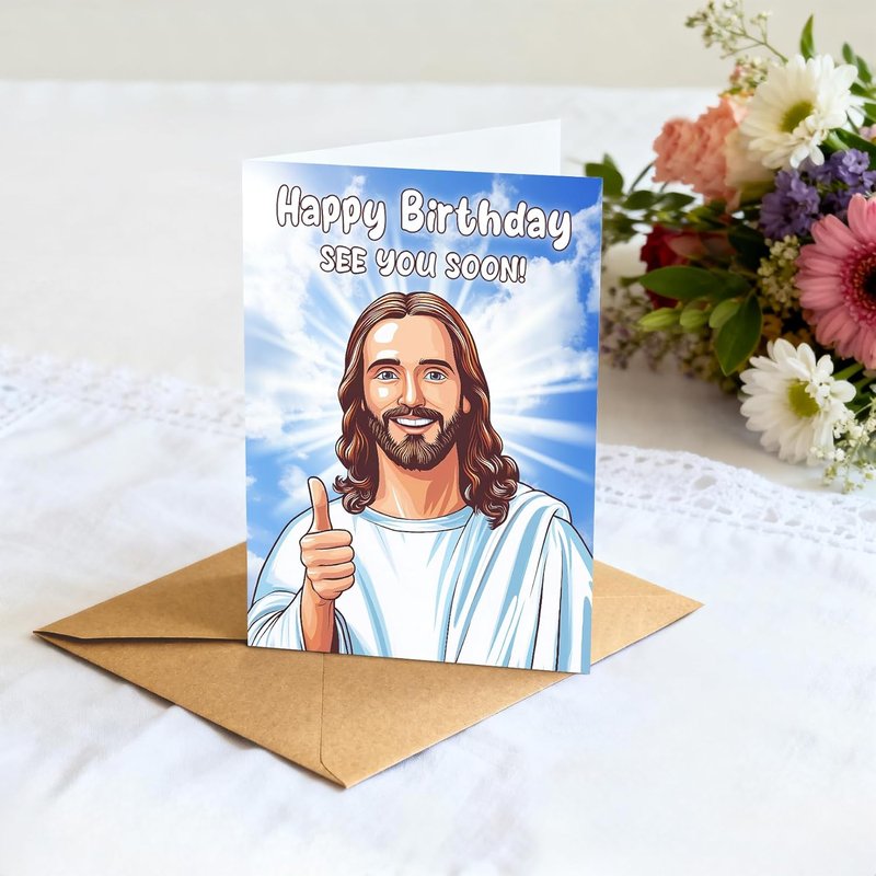 Funny Birthday Card - Hilarious "See You Soon" Dark Humor Joke | Heavy Duty 400GSM Cardstock, 5x7 Blank Inside with Kraft Envelope