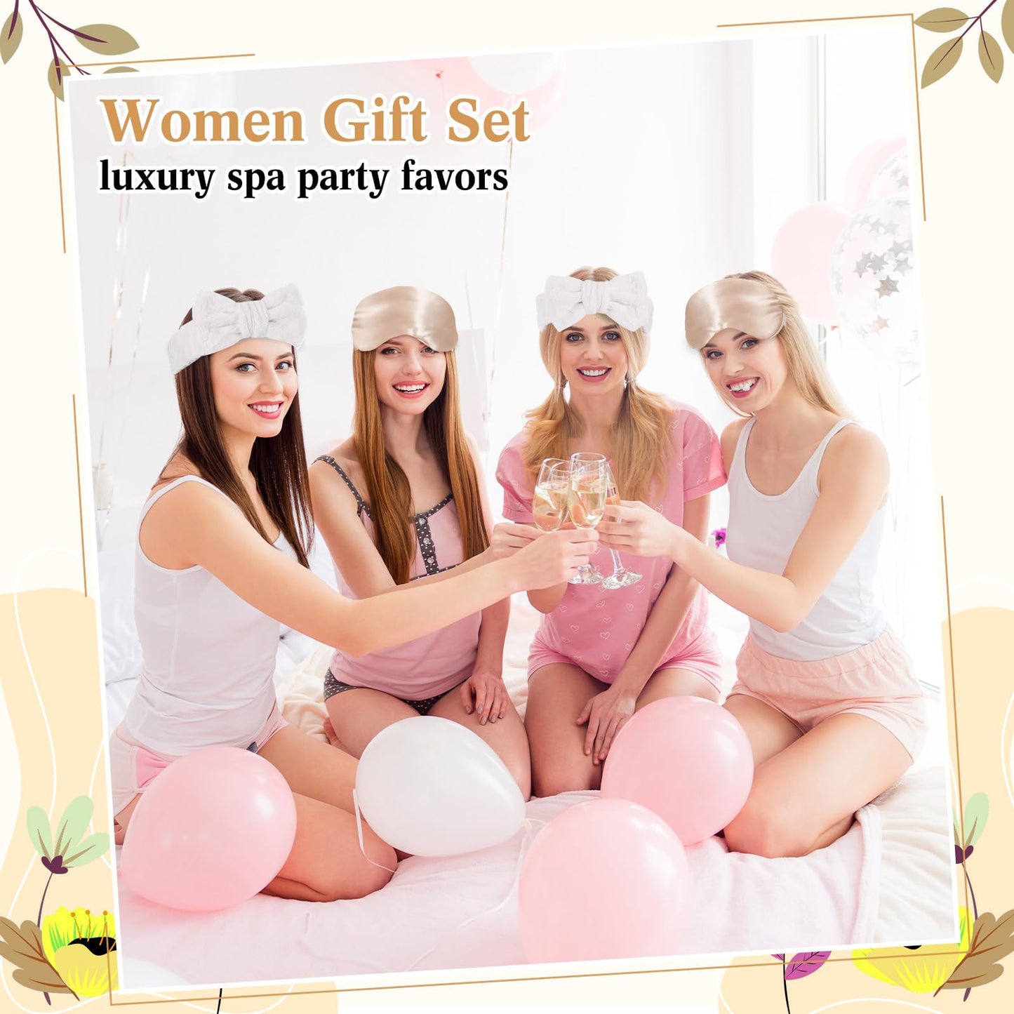 Rivvlive 6 Set Spa Gifts Bulk for Women, Sleepover Party Favors Supplies for Bridesmaid Bridal Shower Wedding Guests Baby Shower Birthday Gift with Towels Socks Hair Tie Clip Eye Masks(White)