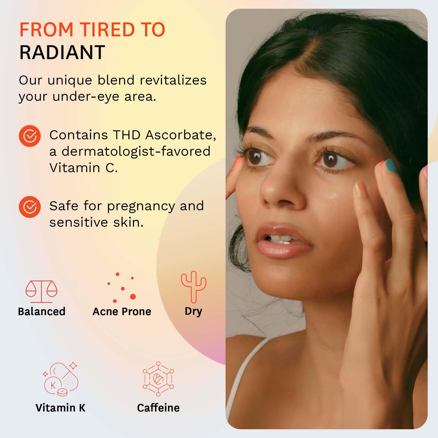 Fig.1 Triple Action Vitamin C Eye Cream Refill | Anti Aging Under Eye Cream for Dark Circles, Puffiness & Wrinkles | Vitamin C + Caffeine to Glow & Refresh Tired Eyes | Fragrance-Free, Refillable