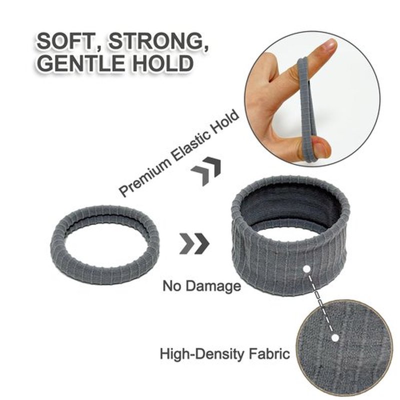 Jseng 10Packs Seamless Hair Ties for Women - No Damage Elastic Ponytail Holders Hair Accessories for Thick Curly Hair - Cool Toned Blue