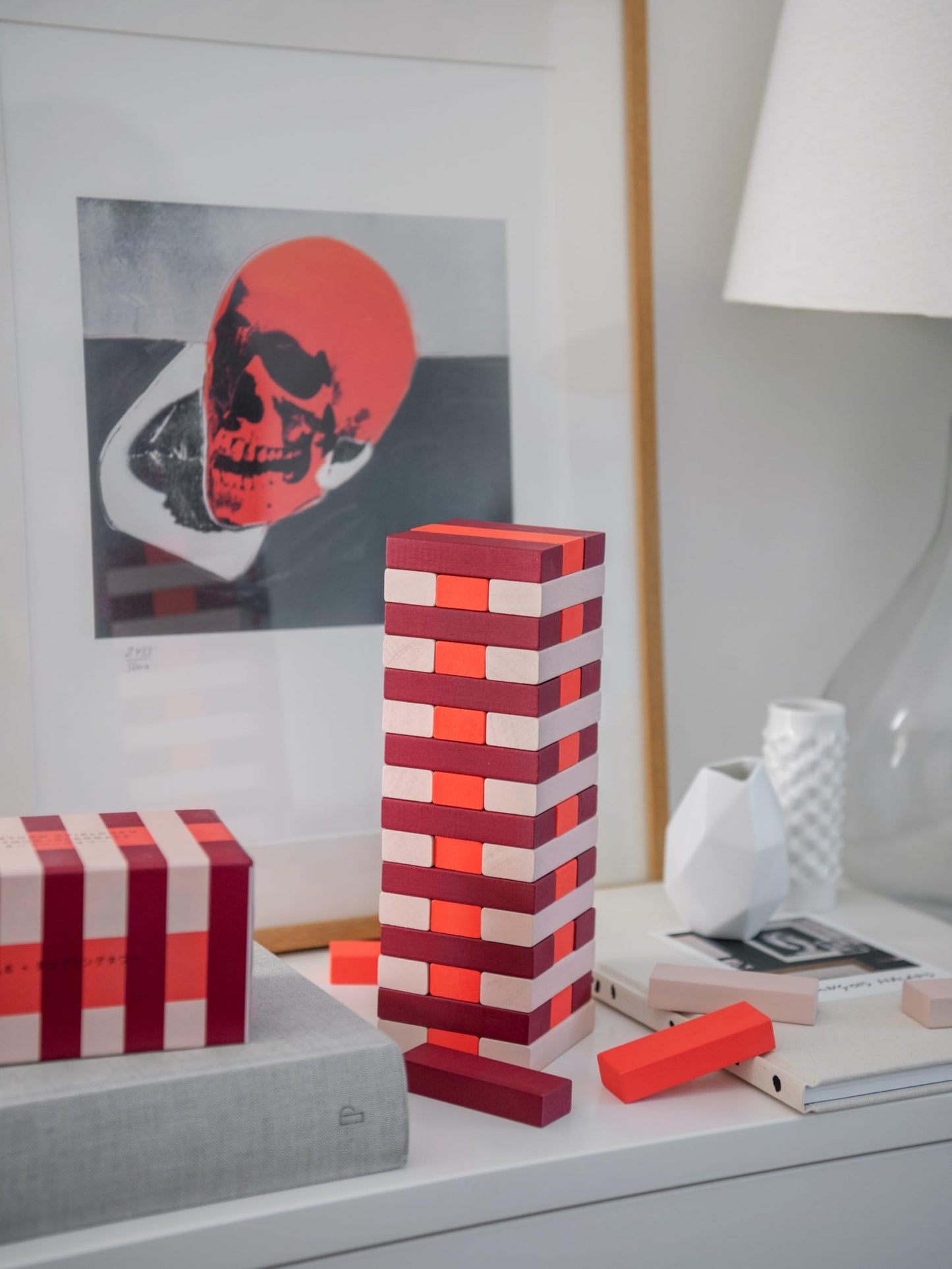 Printworks Play – Tumbling Tower, Stylish Wooden Block Stacking Game for Adults in Decorative Display-Ready Design