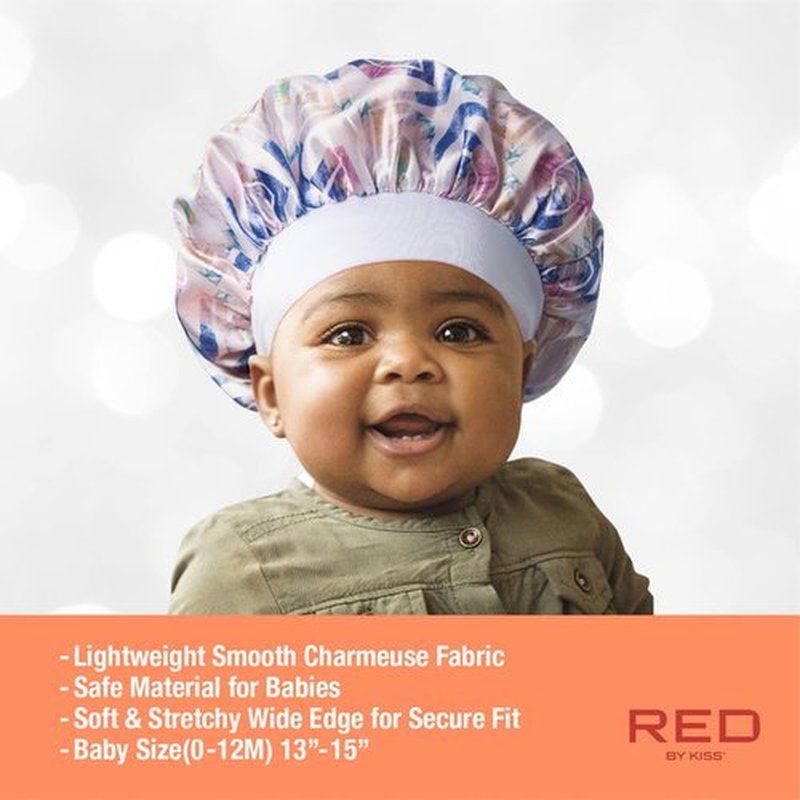 Red by Kiss Baby Satin Bonnet Sleep Caps Hair Wraps Hair Bonnet (Purple Ikat)