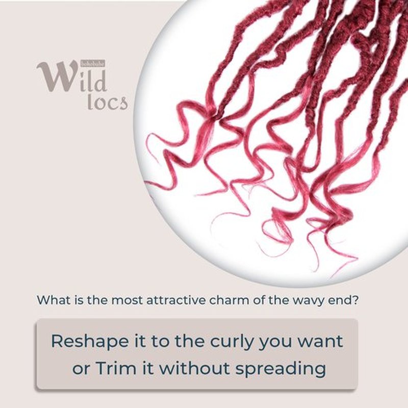 Niseyo Wild Locs 18 Inch Distressed New Faux Locs with Curly Ends 8 Packs Long Soft Pre-looped Goddess Locs Crochet Hair (118#, Burgundy)