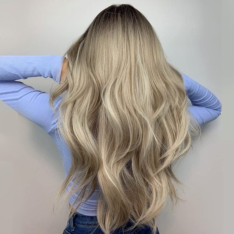 PATTNIUM Long Gray Blonde Wigs for Women Black Gray Wig Long Ombre Blonde Wigs with Bangs Cool Blonde Wigs Synthetic Wig with Wig Cap(Grey Blonde)