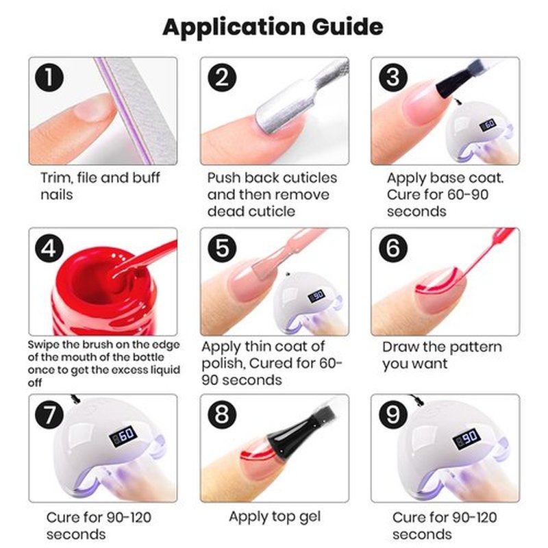 RARJSM Gel Liner Nail Art 24 Pieces 5ml Gel Art Liners for Nails Pink Red Green Yellow Silver Gold Glitter Summer Fall Nude Colors Painting Striping Gel Thin Nail Art Brush UV Soak off Curing Needed