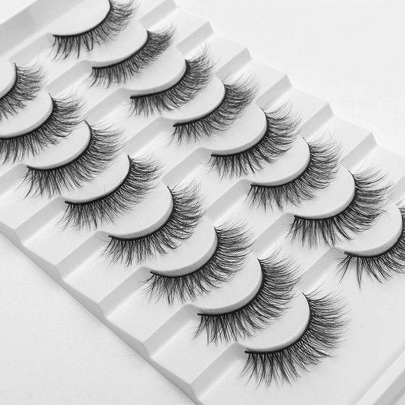 DYSILK Mink Lashes Fluffy Eyelashes - Strip Lashes False Lashes 8 Pairs 6D Lashes Faux Mink Eyelashes Fluffy Natural Look False Eyelashes Long Lashes Pack Mink Lashes Soft Reusable Eye Lashes